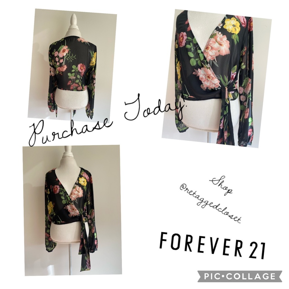 F21 Floral Sheer Blouse